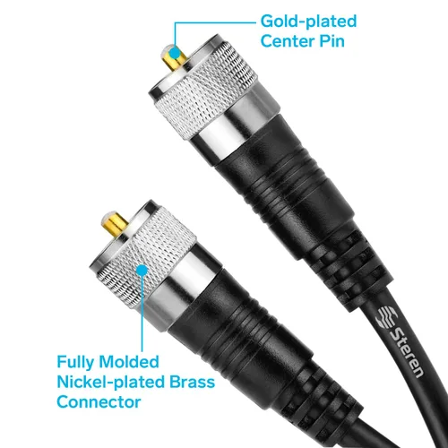 Vista 2 de STEREN Cable coaxial RG8X de 6 pies, cable coaxial CB con conectores UHF PL259, macho a macho de baja pérdida de 50 ohmios para radio HAM, LMR400