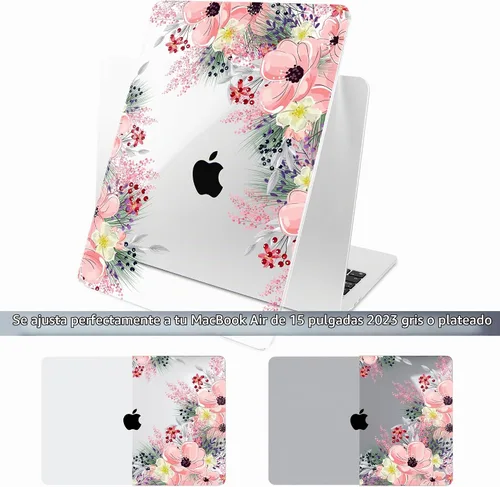 Vista 3 de Batianda - Funda para MacBook Air de 15 pulgadas con chip M5 M4 M3 M2, color rubor jardín Hermoso diseño floral.