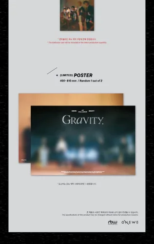 Vista 7 de ONEWE Gravity 1st English Full Album FoldedPoster on pack+Cartel de letras+Photobook+Marcador+Tarjeta fotográfica grande+Postal