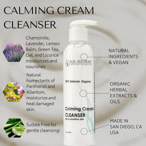 Vista 3 de RD Alchemy - Limpiador en crema calmante 100% natural y orgánico. Lavado facial sin sulfato para piel seca y sensible, calmante mientras limpia e