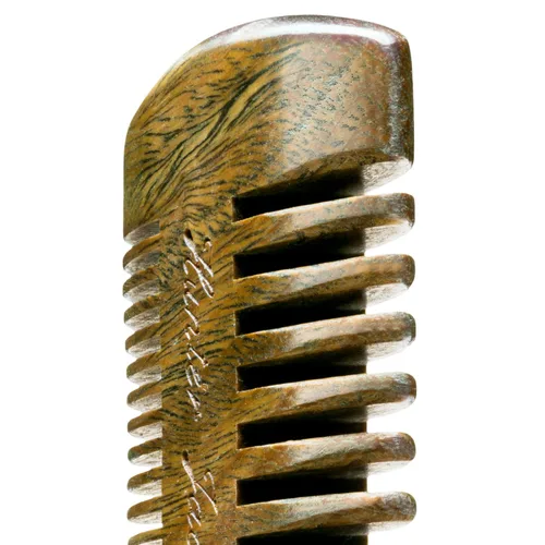 Vista 7 de Peine de madera de sándalo para barba para hombres, peine de madera natural con dientes dobles finos y gruesos, peine para bigote antiestático, sin