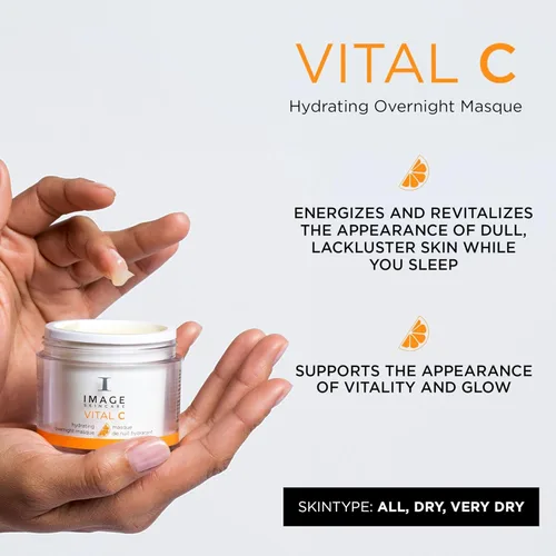 Vista 2 de IMAGE Skincare, VITAL C Mascarilla hidratante durante la noche, máscara facial revitalizante para dormir con extracto de algas azul-verdes y ácido