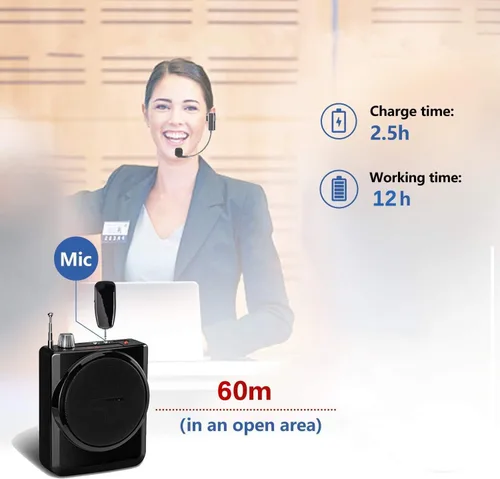 Vista 5 de Micrófono de cabeza inalámbrico, juegos de cabeza con micrófonos, micrófono de auriculares Bluetooth, ideal para altavoces, sistema PA, amplificador