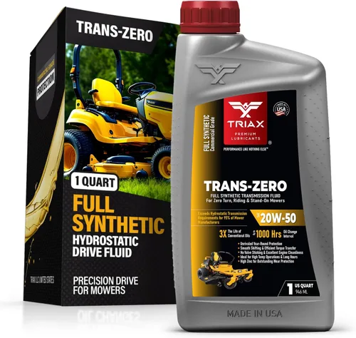 Vista 10 de TRIAX Trans Zero 20W-50 Aceite de transmisión hidrostático totalmente sintético para cortacésped de giro cero (1 galón)