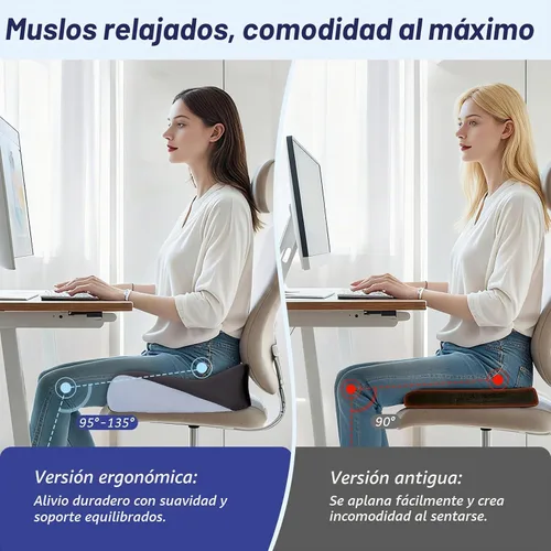 Vista 5 de Cojín de asiento extra grande para aliviar el dolor de coxis, cojín ergonómico para silla de oficina, cojín de espuma viscoelástica para coxis