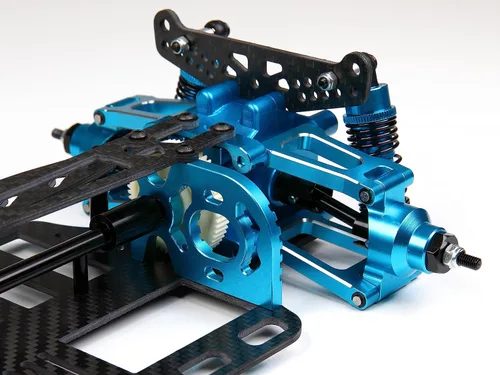 Vista 4 de TT-01 CNC Aluminio Fibra de Carbono Marco Chasis Actualización Componentes para 1/10 RC Car TT01 (azul)