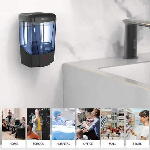 Vista 9 de Dispensador de Jabón de Montaje en Pared, Dispensador Automático de Desinfectante de Manos 600ml Gel y Líquido Sin Contacto Dispensador de Jabón