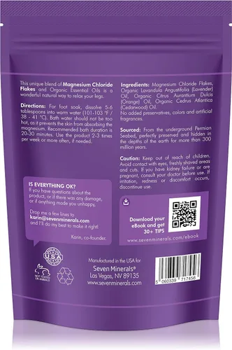 Vista 3 de Seven Minerals Copos de magnesio relajantes y crema natural para piernas