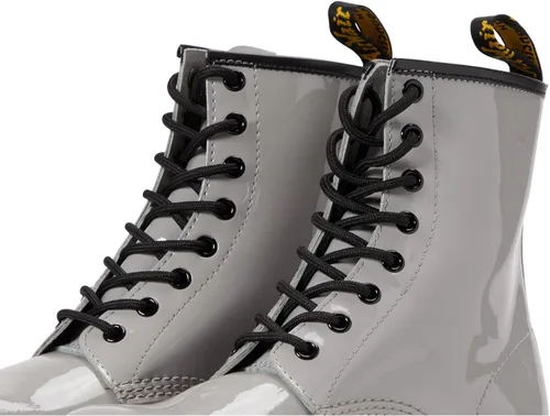 Vista 6 de Dr. Martens Bota de moda de charol 1460 W para mujer, Gris (Zinc Grey)