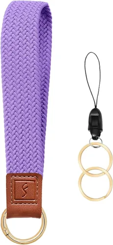 Vista 26 de Fishent Llavero elástico, bonito llavero de pulsera, cordón de muñeca tejido mejorado para llaves, llaveros para mujeres y hombres, llaves