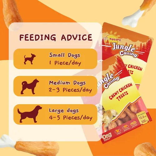Vista 6 de Jungle Calling - Golosinas masticables de pollo y calcio para perros, hueso sin cuero crudo, 10.6 onzas For Teeth Cleaning & Fresh Breath, Natural