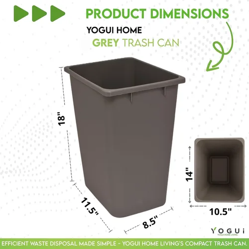 Vista 3 de Cubo de basura de plástico – 35 cuartos (9 galones) – Cubo de basura interior para cocina, hogar, oficina y uso comercial – Cubo grande de Gris