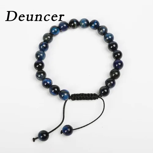 Vista 3 de Deuncer Pulsera ajustable unisex con cuentas de cristal de ágata natural de 0.315in