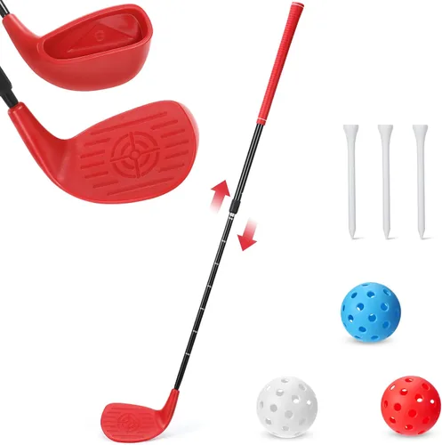 Vista 9 de Realspring Juego de palos de golf ajustables para patio trasero, palos de astillado de plástico, bolas de plástico para exteriores, interiores