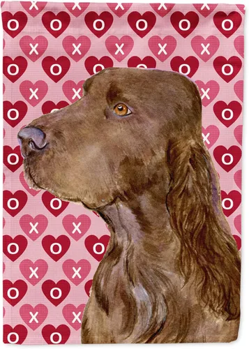Vista 285 de Caroline's Treasures SS4484GF Bandera de jardín con diseño de bulldog inglés y corazones para el Día de San Valentín, bandera decorativa para patio