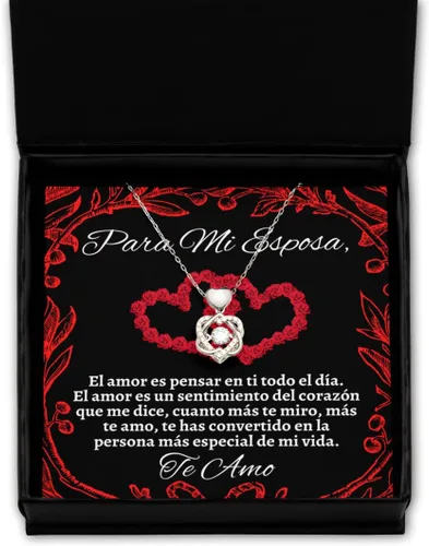 Vista 8 de Regalo para esposa con collar de corazón de amor original para Navidad o aniversario