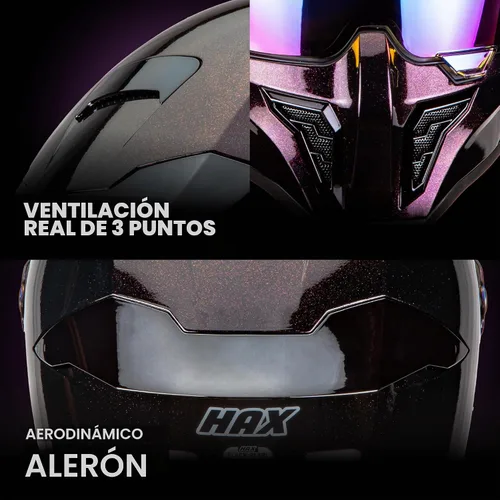 Vista 4 de Hax Dual-Certified Motorcycle Helmet for Multi-Scenario Riding púrpura (Galaxy Purple)