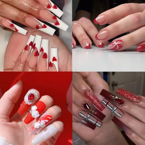Vista 4 de Juego de 6 cajas de lentejuelas con purpurina para arte de uñas, polvo de diamante de cristal rojo, 3D, holográfico, escamas brillantes, juego