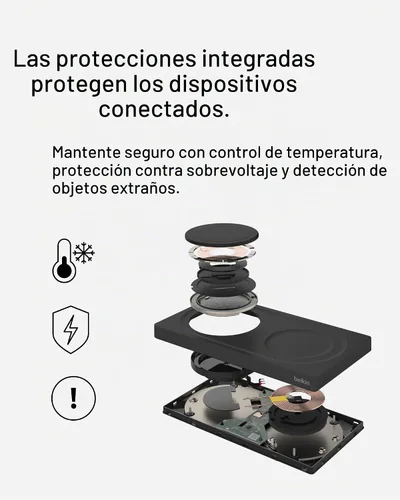 Vista 5 de Belkin BoostCharge Pro - Estación de carga inalámbrica 2 en 1 con MagSafe de 15 W, cargador de carga rápida compatible con iPhone 15, 14, 13 y 12