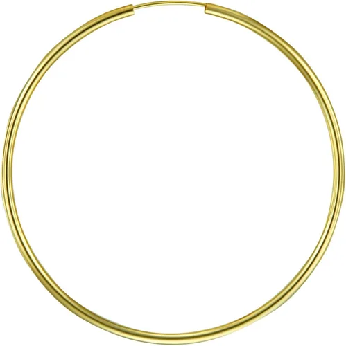 Vista 3 de Arete de aro de oro amarillo de 14 quilates de 2 mm de grosor, 9 diferentes tamaños disponibles.