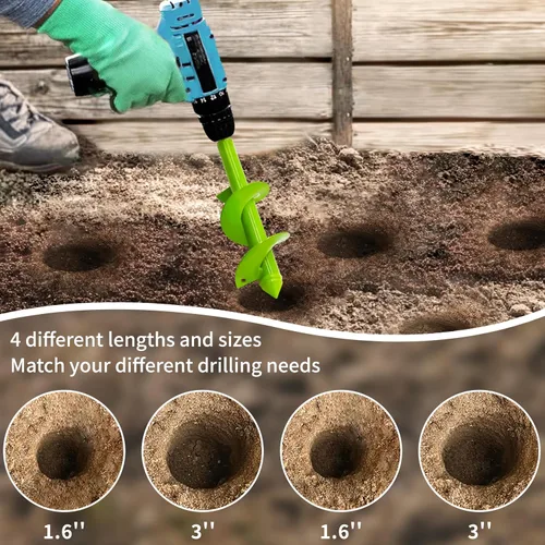 Vista 3 de TCBWFY Paquete de 4 brocas de taladro en espiral para jardín – Acero resistente de alta durabilidad, resistente a la corrosión – Perfecto