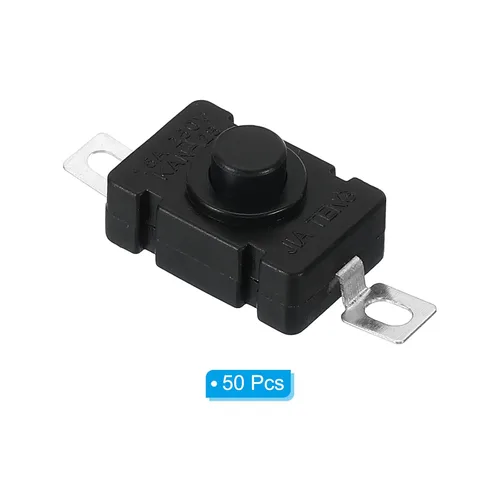 Vista 3 de PATIKIL Interruptor de botón de cierre, 50 piezas KAN-28 pin plano con agujero de encendido/apagado automático AC 250V 1.5A Micro interruptor
