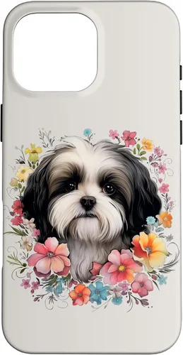 Vista 19 de Shih Tzu Mom Floral Dog Lover Vintage Flowers Cute Case for iPhone 17