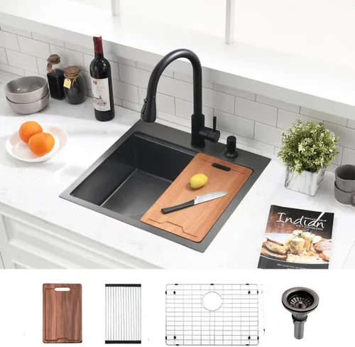 Vista 10 de Estación de trabajo para fregadero de cocina de 33 pulgadas con Acero inoxidable