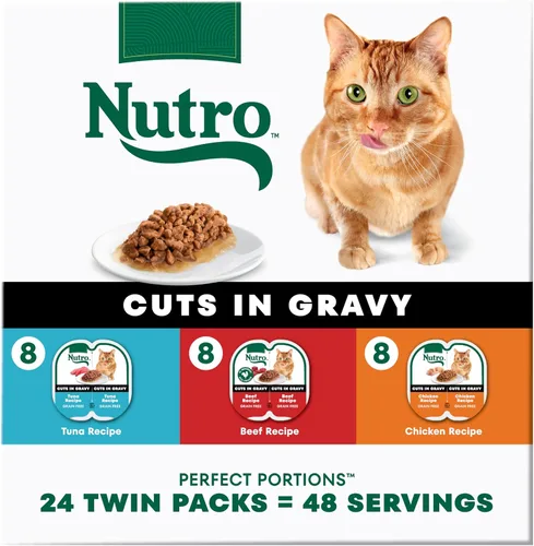 Vista 18 de NUTRO Cortes de comida húmeda natural para gatos sin granos* en salsa de pollo, (24) bandejas de 2.64 onzas Perfect Portions