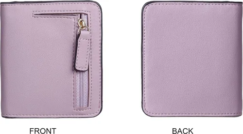 Vista 5 de Gostwo - Cartera compacta de piel genuina de lujo para mujer con bloqueo de RFID y ventana de identificación