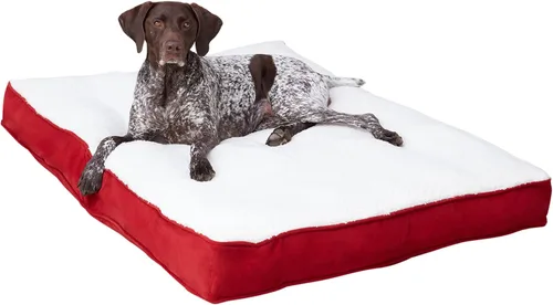 Vista 14 de Rectangular Sherpa Dog Bed with Removable Washable Cover, Supportive Tacked Cushion Insert, Durable Microfiber Sides, Recycled Polyfiber Fill