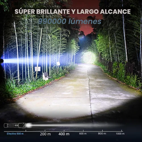 Vista 2 de Cinlinso Linterna de Altos Lúmenes Recargable Paquete de 2, 990000 Lúmenes Súper Brillantes, Linternas LED con 7 Modos de Luz, IPX6 Impermeable