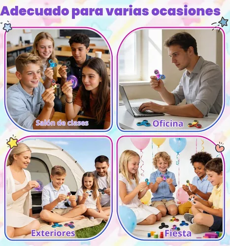 Vista 5 de ATESSON Paquete de 5 Fidget Spinner Metal Fidget Spinners Juguetes para 2-Multicolor