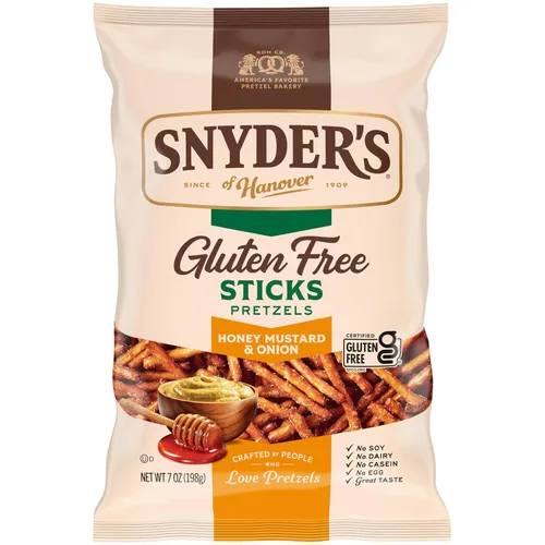 Vista 2 de Snyder's of Hanover Palitos de pretzel sin gluten, miel mostaza y cebolla, 7 onzas