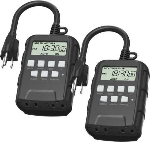 Vista 9 de BN-LINK Temporizador programable digital resistente para exteriores de 7 días BND/U78, 125VAC, 60Hz, doble salida, resistente a la intemperie