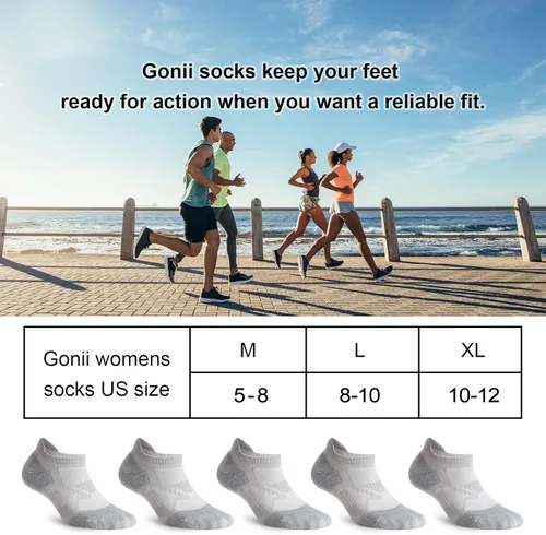 Vista 7 de Gonii Ankle Socks Womens Running No Show Socks Compression Athletic Low Socks 5-Pairs