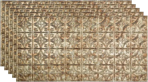 Vista 18 de FASÄDE Panel de techo decorativo de vinilo con pegamento de estilo tradicional y patrón 1 en bronce argente (muestra de 12 x 12 pulgadas)