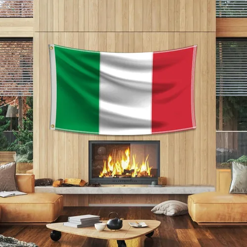 Vista 8 de Bandera italiana de 3 x 5 para exteriores, poliéster resistente, con rayas cosidas, ojales de latón