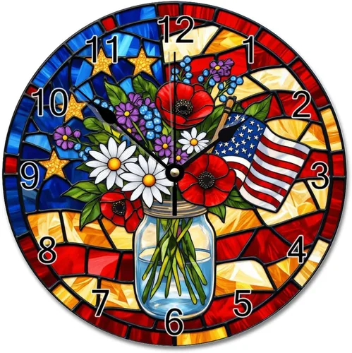 Vista 43 de ArogGeld Reloj tropical en algún lugar de madera, reloj de pared de madera, funciona con pilas, 12 pulgadas, sin tictac, moderno, para sala