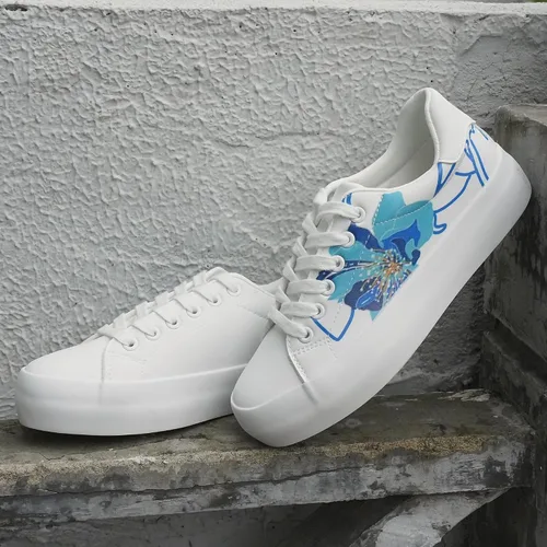 Vista 5 de JABASIC Zapatos deportivos de plataforma con cordones y estampado floral para mujer
