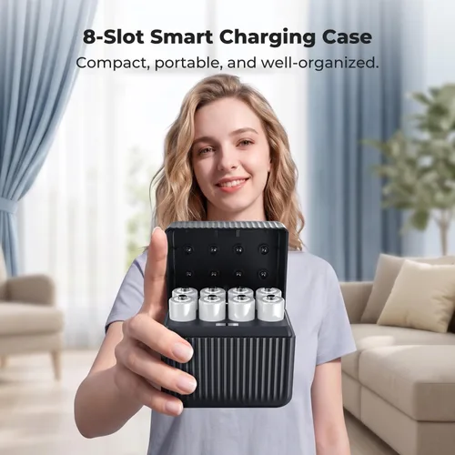 Vista 7 de K&F CONCEPT Paquete de 8 baterías recargables de litio AA con cargador