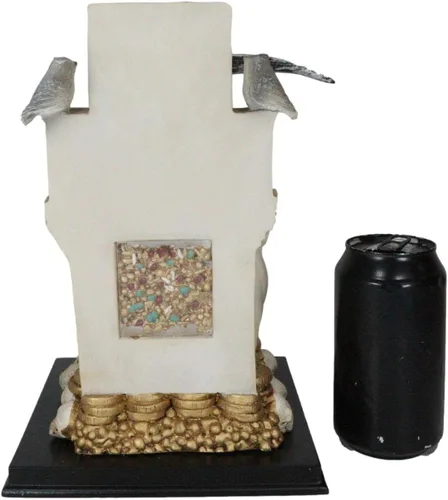 Vista 7 de Ebros Túnica blanca Santa Muerte Santa Muerte Hueso Sagrado Madre sentada en el trono con guadaña Estatua Patrón de Protección Sanación Pureza