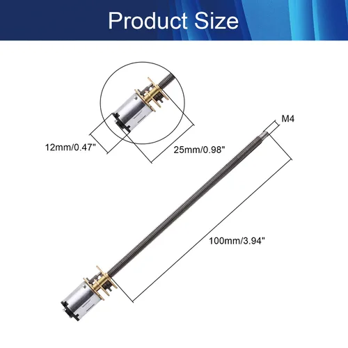 Vista 2 de Motor de engranajes de reducción de velocidad N20 de 12 V 400 RPM de CC con eje de rosca de tornillo de plomo M4x100mm para juguetes electrónicos