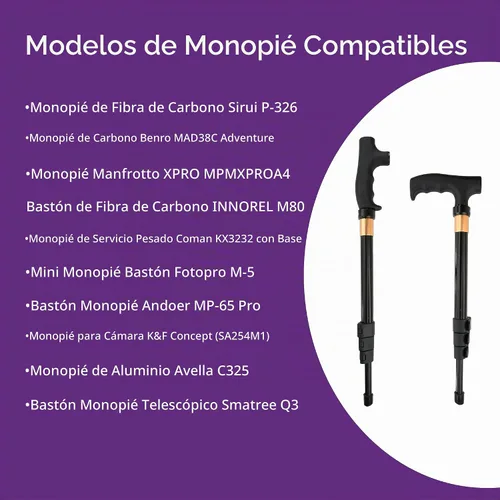Vista 7 de Adaptador de mango monopod para bastón para caminar, cabezal monopié, convertidor de mango de bastón de trekking, agarre para senderismo, escalada