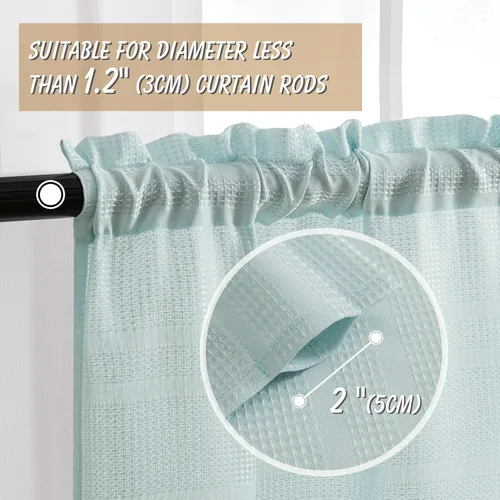 Vista 2 de Home Queen - Cortinas de nido de abeja para baño, cortinas pequeñas con bolsillo para varilla repelentes al agua, 30 pulgadas de ancho x 45 pulgadas