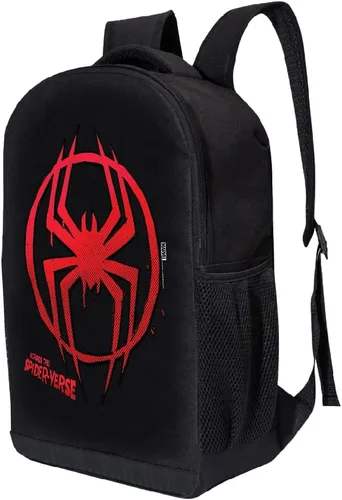 Vista 2 de Marvel Mochila Spiderman Negro Across the Spider-Verse con malla acolchada, Logotipo de Spider, Mochila Across the Sv
