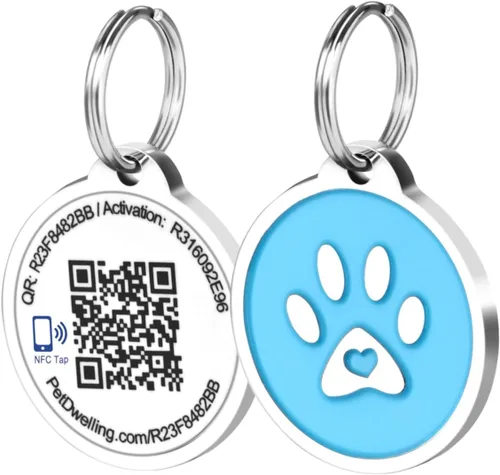 Vista 17 de Pet Dwelling Etiquetas inteligentes de identificación de mascotas QR + NFC para perros, duraderas e impermeables, etiquetas inteligentes