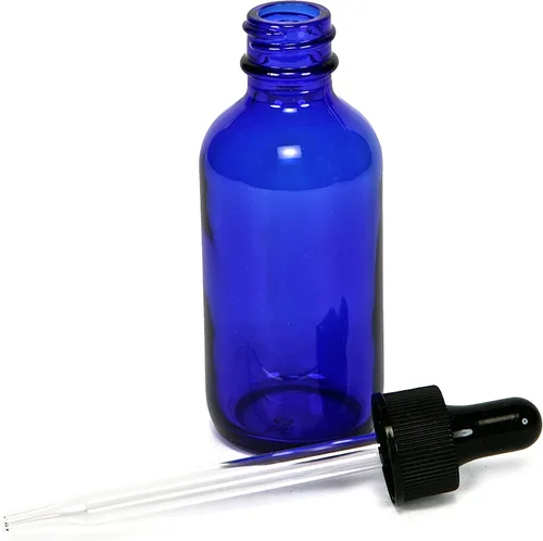 Vista 5 de 12 botellas de vidrio azul cobalto con goteros de vidrio para 2 oz