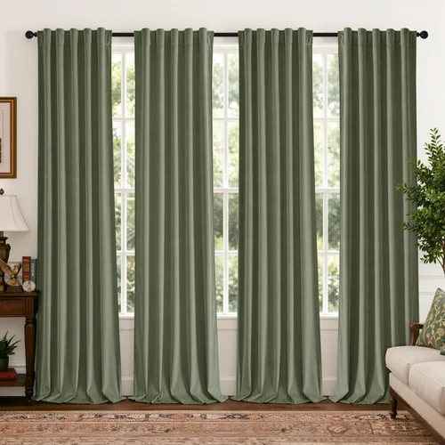 Vista 21 de MIULEE Navy Blue Velvet Curtains 4 Panels Set Back Tab 40 x 96 Inch Long Azul marino