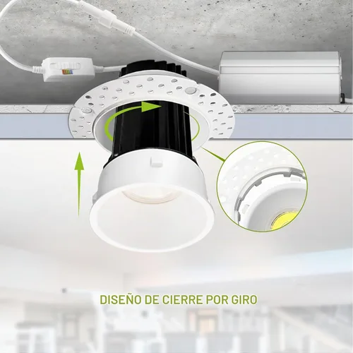 Vista 4 de ASD Iluminación empotrable LED de 2" sin moldura, 15 W 120 V, luz de techo redonda comercial regulable, sin lata, con caja de conexiones, 5 CCT
